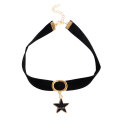 Latest Design Black Velvet Beads Necklace, Black Velvet Pearl Gold Pendant Choker Necklace